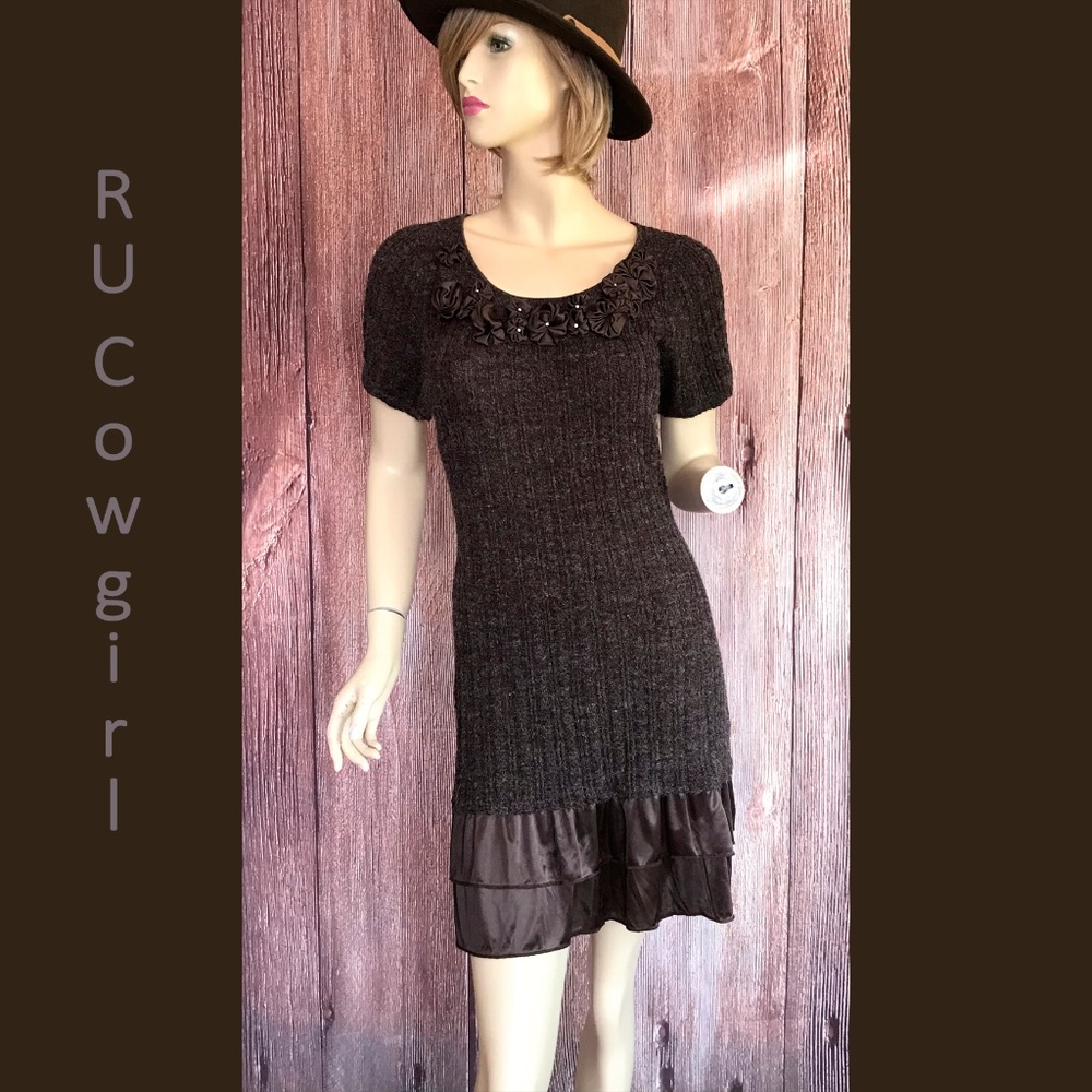 RU Cowgirl Sweater Dress Ruffles Size Medium